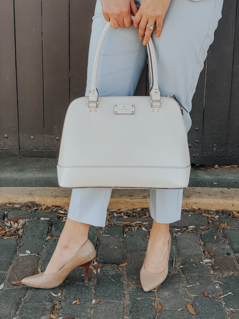 Kate Spade bag, white bag, Target, Suit, work wear