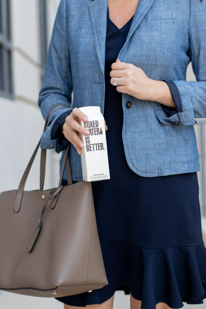 Chambray Blazer, Boxed Water is Better, J. Crew, Business Casual